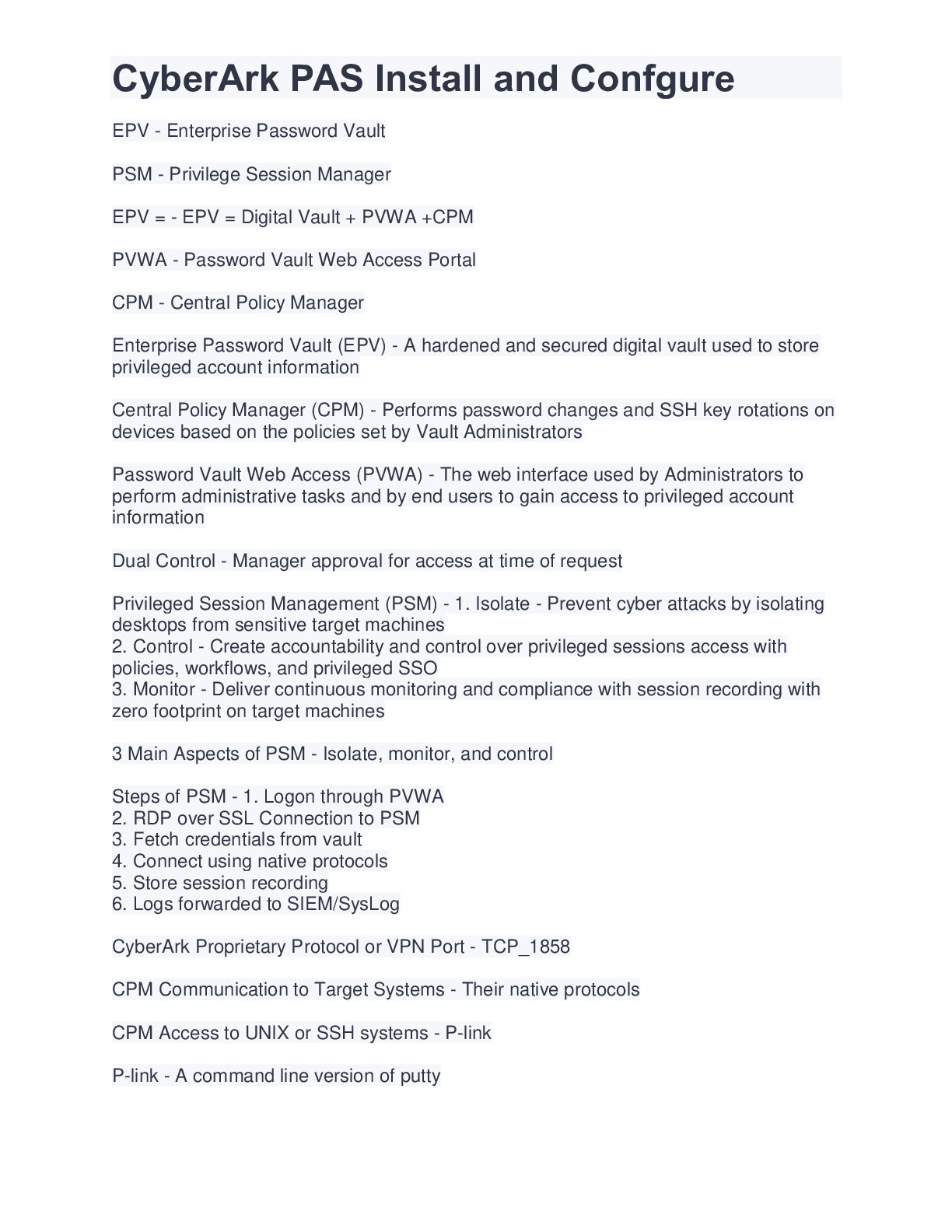 Preview image of CyberArk PAS Install and Confgure document